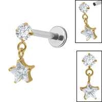 Titanium Internally Threaded Labrets 1.2mm - Titanium Celeste Top