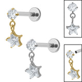 Titanium Internally Threaded Labrets 1.2mm - Titanium Celeste Top