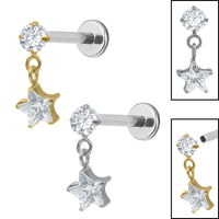 Titanium Internally Threaded Labrets 1.2mm - Titanium Celeste Top