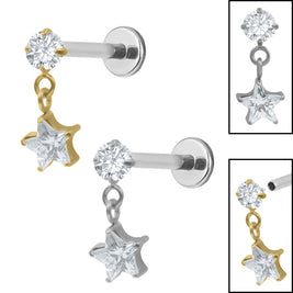 Titanium Internally Threaded Labrets 1.2mm - Titanium Celeste Top
