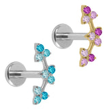 Titanium Internally Threaded Labrets 1.2mm - Sakura Blossom Flower Curve