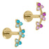Gold Titanium Internally Threaded Labrets 1.2mm - Sakura Blossom Flower Curve