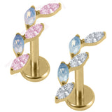 Gold Titanium Internally Threaded Labrets 1.2mm - Marquise Skyfall