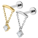 Titanium Internally Threaded Labrets 1.2mm - Concealed Jewel Chain Top