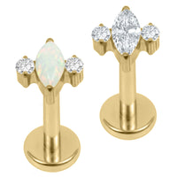 Gold Titanium Internally Threaded Labrets 1.2mm - Marquise Zofia