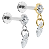 Titanium Internally Threaded Labrets 1.2mm - Jewelled Solitaire with Marquise Charm