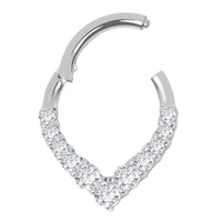 Titanium Jewelled To The Point Hinged Clicker Ring