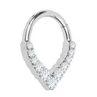 Titanium Jewelled To The Point Hinged Clicker Ring