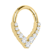 Titanium Jewelled To The Point Hinged Clicker Ring