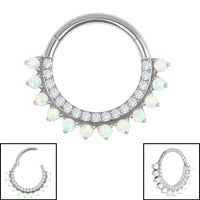 Titanium Lunar Opal Hinged Clicker Ring