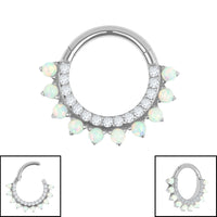 Titanium Lunar Opal Hinged Clicker Ring