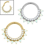 Titanium Lunar Opal Hinged Clicker Ring