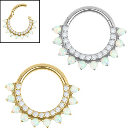 Titanium Lunar Opal Hinged Clicker Ring