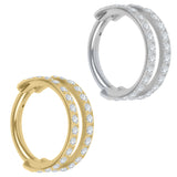 Titanium Duo Jewelled Band Hinged Clicker Ring