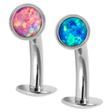 Titanium Threadless Floating Navel Bar with Bezel Set Opal Disk 1.6mm