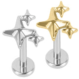 Titanium Internally Threaded Labrets 1.2mm - Three Kings Star