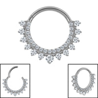 Titanium Lunar Jewelled Hinge Clicker Ring