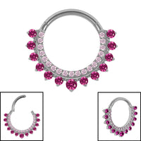 Titanium Lunar Jewelled Hinge Clicker Ring