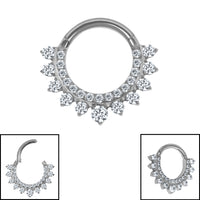 Titanium Lunar Jewelled Hinge Clicker Ring