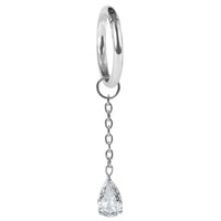 Titanium Hinged Clicker Ring with Jewelled Droplet Charm