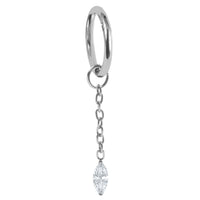 Titanium Hinged Clicker Ring with Jewelled Marquise Drop Charm