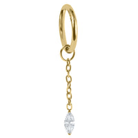Titanium Hinged Clicker Ring with Jewelled Marquise Drop Charm