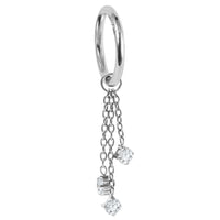 Titanium Hinged Clicker Ring with Titanium Trilogy Jewel Charm