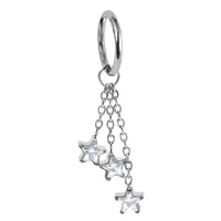 Titanium Hinged Clicker Ring with Titanium Trilogy Jewel Star Charm