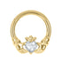 Titanium Jewelled Claddagh Hinged Clicker Ring