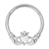 Titanium Jewelled Claddagh Hinged Clicker Ring