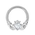 Titanium Jewelled Claddagh Hinged Clicker Ring