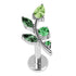Titanium Internally Threaded Labrets 1.2mm - Claw Set Jewelled Leaf Vine