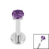 Titanium Internally Threaded Labrets 1.2mm - 3mm Titanium Claw Set Round CZ Jewel