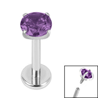 Titanium Internally Threaded Labrets 1.2mm - 4mm Titanium Claw Set Round CZ Jewel