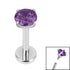 Titanium Internally Threaded Labrets 1.2mm - 4mm Titanium Claw Set Round CZ Jewel