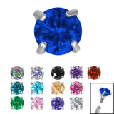 Titanium Claw Set Round CZ Jewel for Internal Thread shafts in 1.2mm