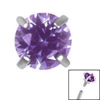 Titanium Claw Set Round CZ Jewel for Internal Thread shafts in 1.2mm