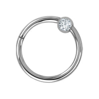 Titanium Lumi Jewelled Ball Hinged Clicker Ring
