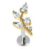 Titanium Internally Threaded Labrets 1.2mm - Claw Set Jewelled Leaf Vine