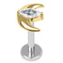 Titanium Internally Threaded Labrets 1.2mm - Jewelled Trekking Crescent Moon
