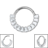 Titanium Halo Baguette Hinged Clicker Ring