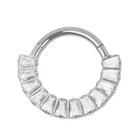 Titanium Halo Baguette Hinged Clicker Ring