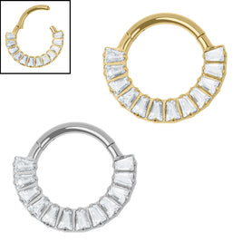 Titanium Halo Baguette Hinged Clicker Ring