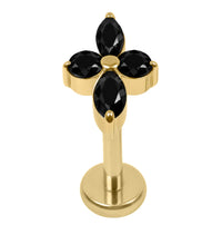 Gold Titanium Internally Threaded Labrets 1.2mm - Arya Marquise
