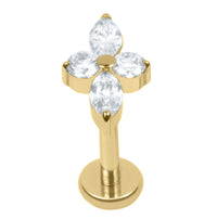 Gold Titanium Internally Threaded Labrets 1.2mm - Arya Marquise