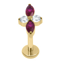 Gold Titanium Internally Threaded Labrets 1.2mm - Arya Marquise