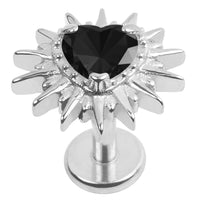 Titanium Internally Threaded Labrets 1.2mm - Crowned Barbed Heart