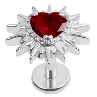 Titanium Internally Threaded Labrets 1.2mm - Crowned Barbed Heart