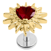 Titanium Internally Threaded Labrets 1.2mm - Crowned Barbed Heart
