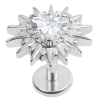 Titanium Internally Threaded Labrets 1.2mm - Crowned Barbed Heart